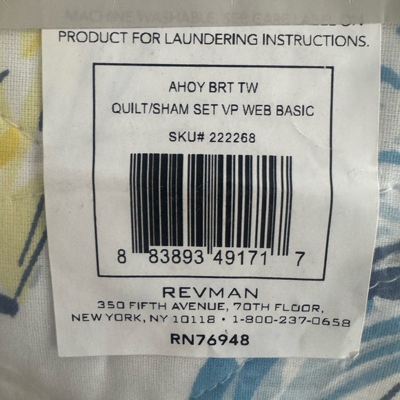 NIP Laura Ashley Twin Quilt Set Cotton Reversible with Sham (Ahoy Blue, Twin) - Picture 9 of 9